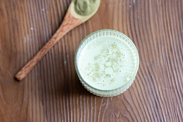 istock smoothie matcha in glass crystal glass 2231484176