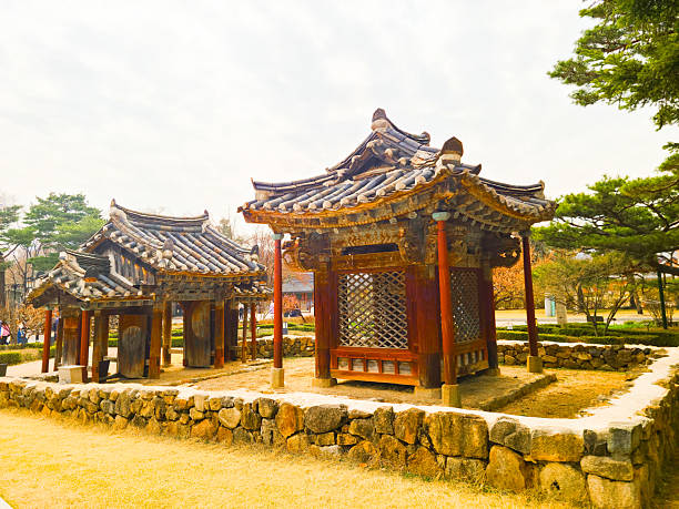 Seoul, South Korea - March 30, 2024: Gyeongbokgung Palace, courtyard. High quality photo