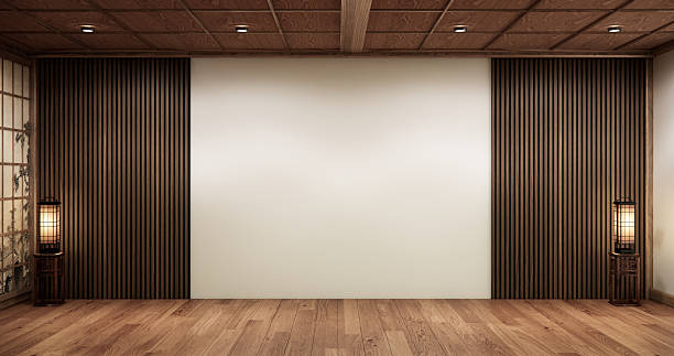 istock Architecture and interior concept Empty room and wood panels wall background 3D illustration rendering 2231494110