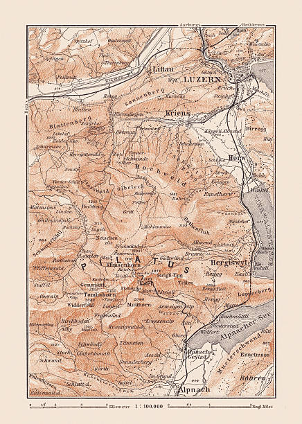 istock Historical map of Luzern (Lucerne, Switzerland) and surroundings, lithograph, 1893 2231507632