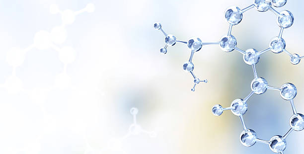 istock Vertical or horizontal banner with model of abstract molecular structure. Background of light blue color with glass atom model. Copy space for your text. 3d render 2231511502