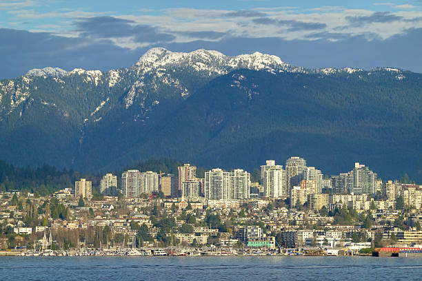 istock North Vancouver skyline beneath snowy mountains 2231562895
