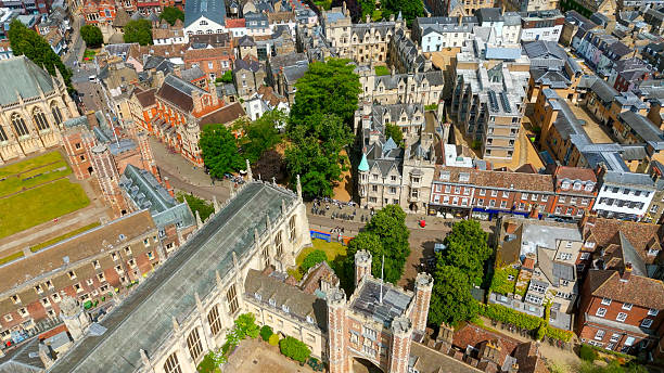 istock Cambridge University buildings and rooftops viewed from above, showing historic architecture 2231563778