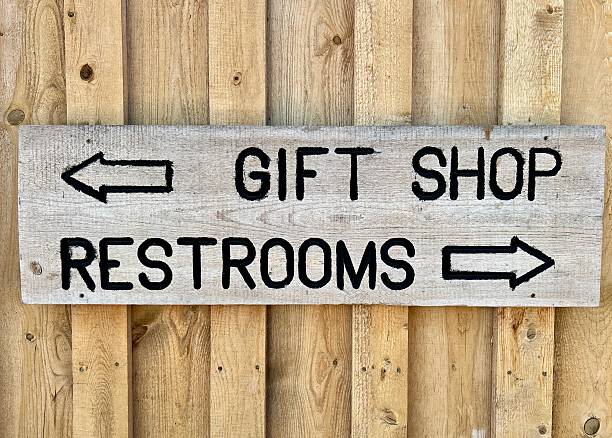 Gift shop and restrooms arrow signs.