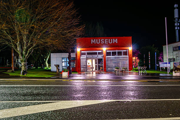 Katikati New Zealand - August 19 2025; Notable buildings at night in Katikati.