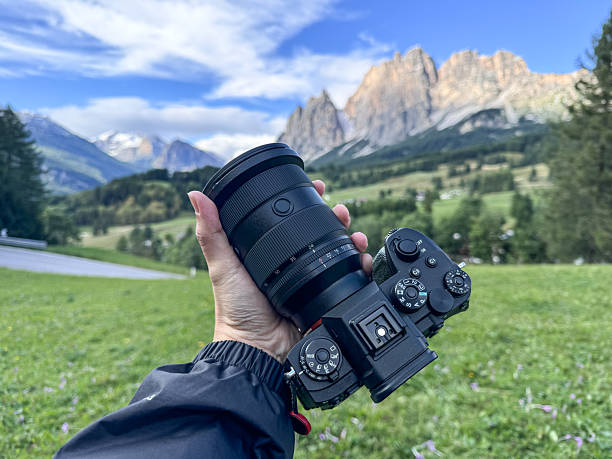 Macrophotography of a camera lens.
