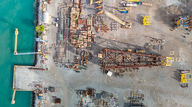 istock The company assembles large drilling rig structures next to the sea for easy transport onto ships. shipyard for transporting large structures onto ships. 2231586809