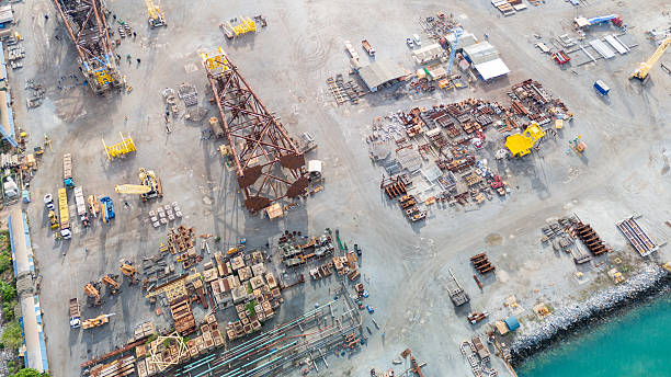 istock The company assembles large drilling rig structures next to the sea for easy transport onto ships. shipyard for transporting large structures onto ships. 2231587577