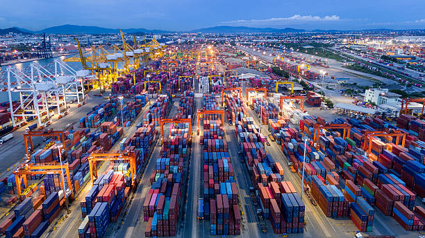 istock Shipyard Cargo Container Sea Port Freight forwarding service logistics and transportation. International Shipping Depot Custom Port for import export trade Transport Business manufacturing 2231587667