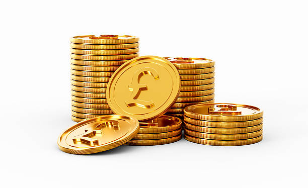 istock 3d Stack Of Golden British Pound Coins Shiny Rounded Coins Stack On White Background 3d Illustration 2231595181
