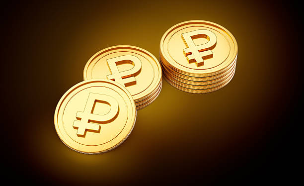 istock Stack Of Golden Shiny Russian Ruble Rounded Coins On Shiny Golden Glow Background 3d Illustration 2231595785