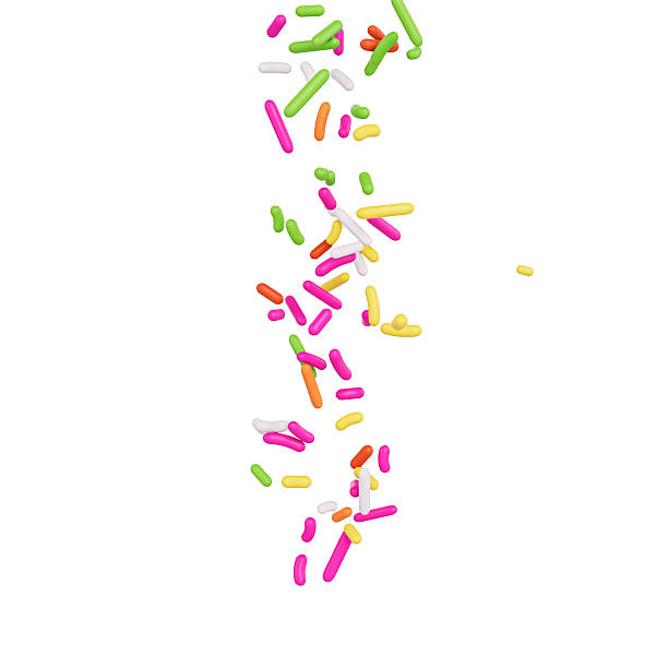 istock Colorful Sprinkles For Cakes And Bakery Items Falling From Top On White Background 3D Illustration 2231595884