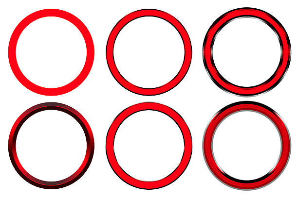 Red circle frames in various styles. The concept is to insert pictures or text into the frames. ( Clipping Path )