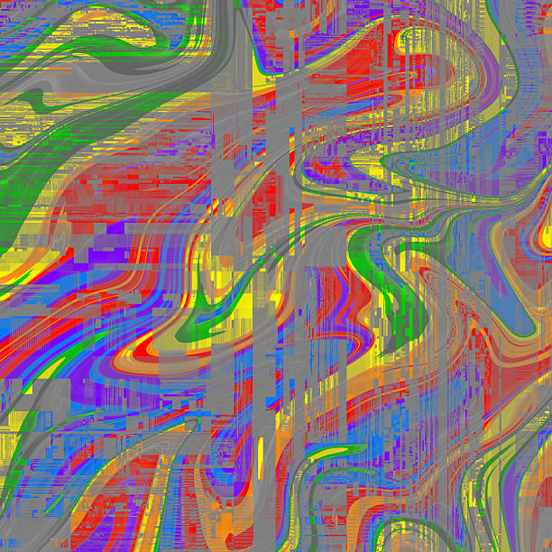 Abstract colorful wavy groovy psychedelic background.