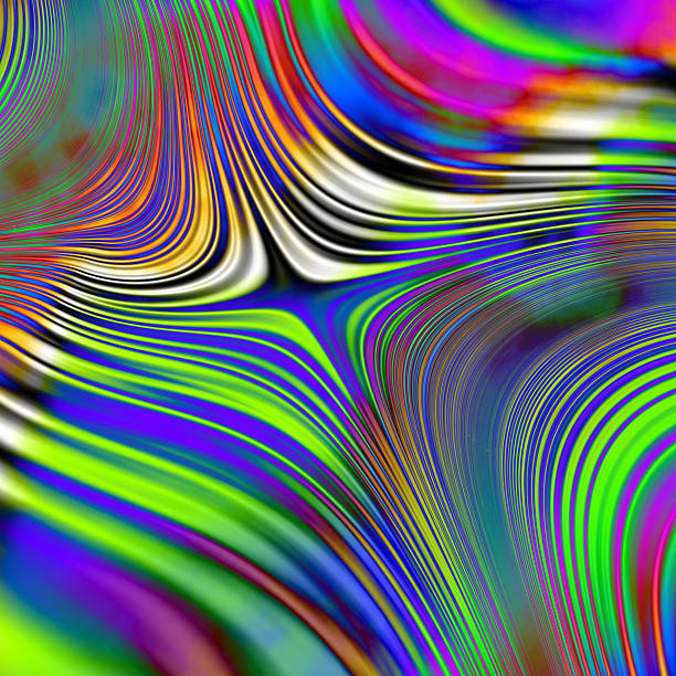 Abstract colorful wavy groovy psychedelic background.