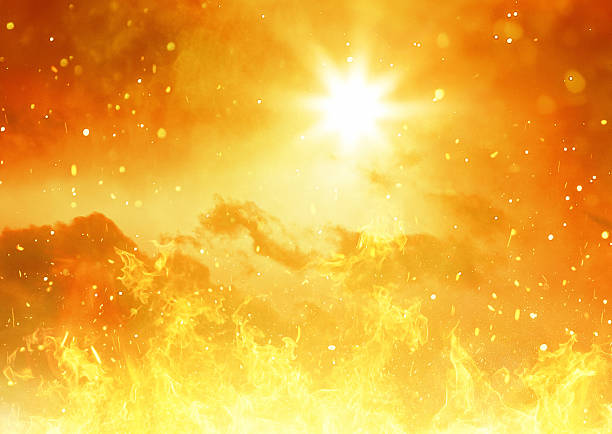 istock Intense flames and bright sun representing summer heat wave and climate change 2231612420
