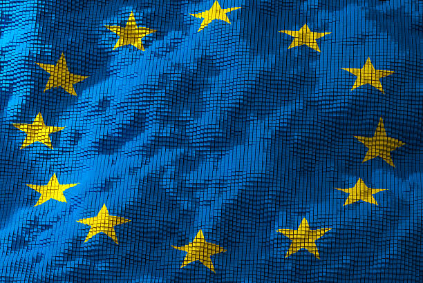 European Union in 3d pixel style. Digitally Generated Image
