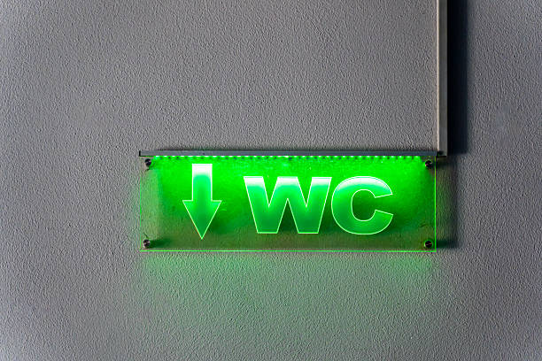 Toilet signs on a white wall