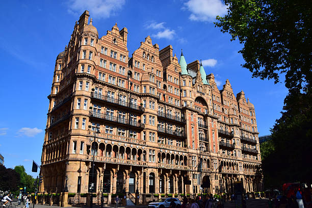 Close up detail, facades of an old building in London, England
