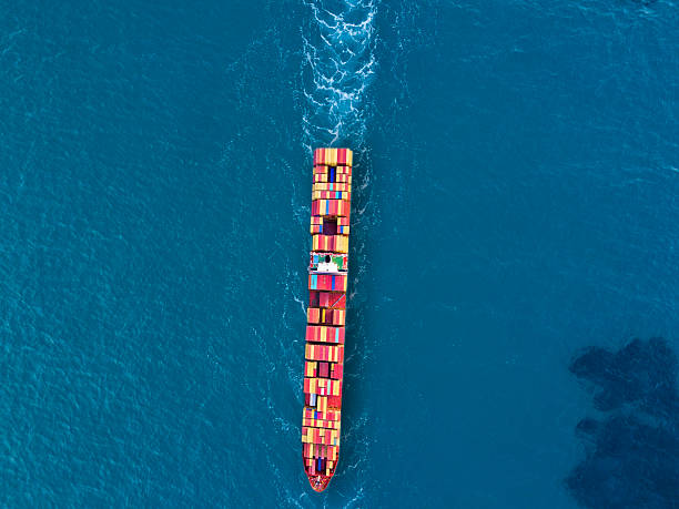 istock Aerial top view container ship in export and import business and logistics. 2231637591