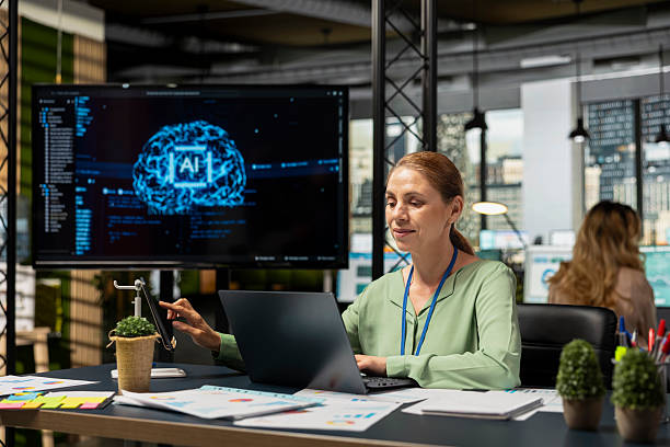 IT company manager uses AI automation and deep learning for forecasting