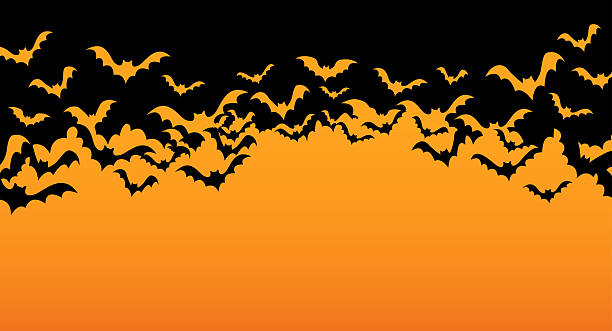 Vector illustration of Happy Halloween orange background.