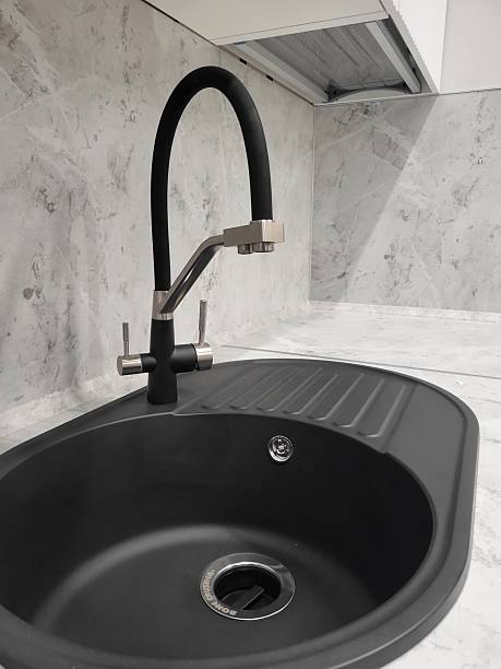 istock Metal chrome plated kitchen sink mixer 2231660922