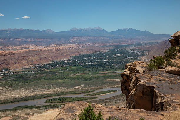 Colorado River and Fisher Towers Rock Formations along Scenic Route 128 near Moab, Utah