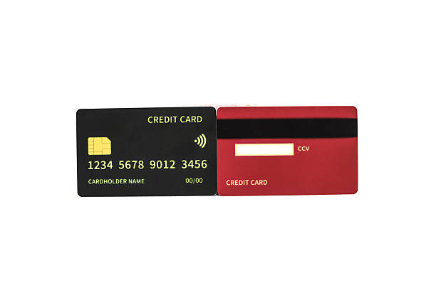 istock Black and Red Credit Card Front and Back View on a White Background for Financial Transactions 2231670413