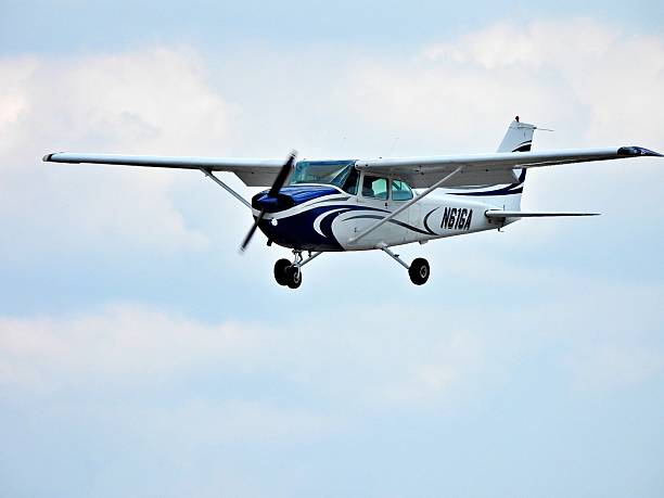 Boca Raton, Palm Beach County, Florida, USA, August 22, 2025. A Cessna 172P fixed wing single engine (4 seats / 1 engine) N61GA arriving at the Boca Raton Airport.