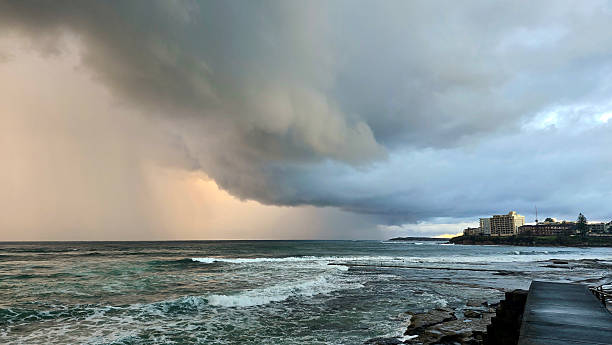 Morning sky over the ocean before storm coming, background with copy space