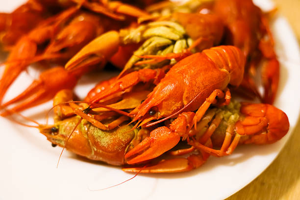 Chinese small lobster stir frying with chili