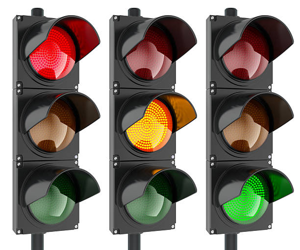 istock Traffic lights with red yellow and green signals. 3D rendering 2231717206