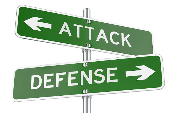 istock Attack and Defense green direction arrows, street signs. 3D rendering 2231717863