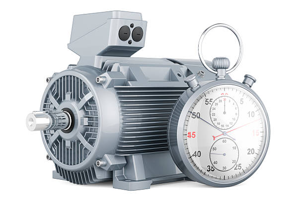 istock Industrial electric motor with stopwatch, 3D rendering 2231717983