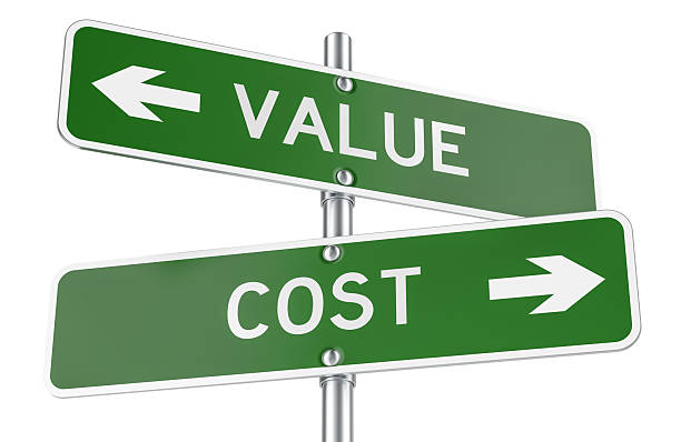 istock Value and Cost green direction arrows, street signs. 3D rendering 2231718021