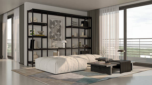 istock Large luxury modern bright interiors Living room mockup illustration 3D rendering image 2231723002