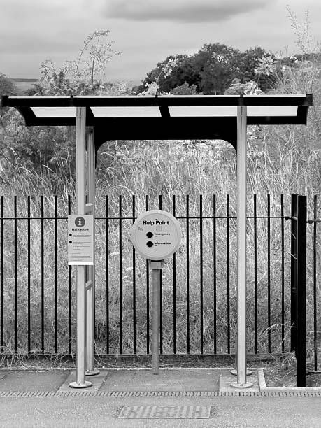 August 24th. 2025. Station furniture on the platform of Alvechurch Station Worcestershire England UK. There are no people in the picture on an empty platform.