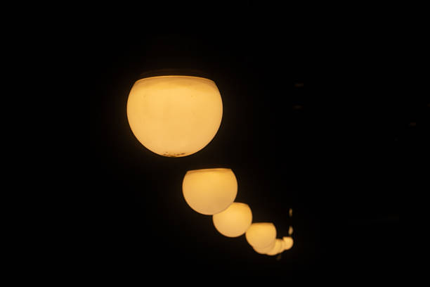A lamps with tungsten filament. Edison's light bulb.