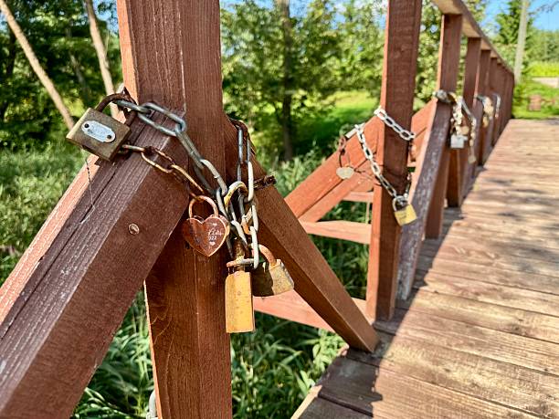 istock Love Locks On Wooden Bridge Romantic Symbol Of Commitment 2231769019