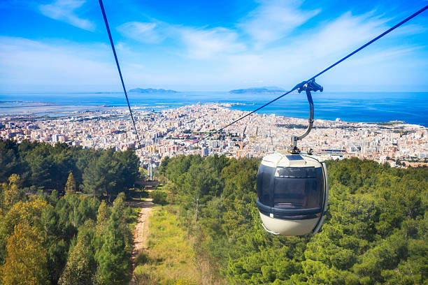 Trapani Erice Cableway. Erice is a picturesque medieval town located near Trapani city in Sicily, Italy.