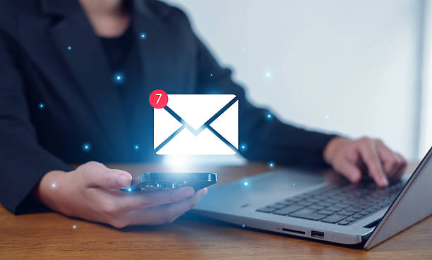 istock New email notification concept for business e-mail communication and digital marketing. Inbox receiving electronic message alert. 2231775257