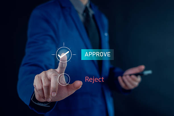 istock Approved, accept, pass inspection, Businessman writing or tick correct mark to approve document and project concept. 2231775266
