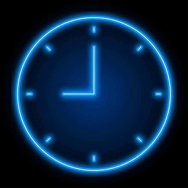 istock Neon Clock Icon. ​Time or Schedule Symbol. Blue Neon Time Management Icon 2231779229