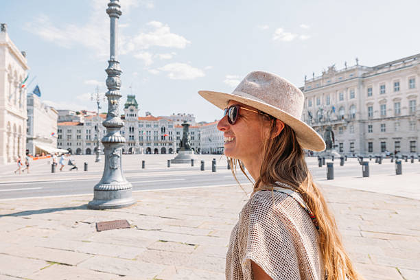 istock Woman Wearing Hat in Trieste City Square 2231780344
