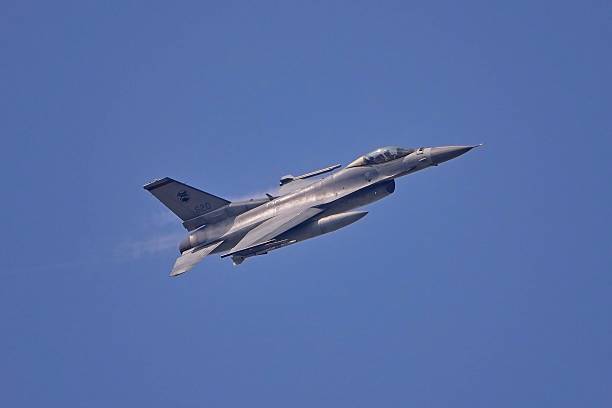 Singapore - July 29, 2025: Republic of Singapore Air Force (RSAF) 140 Squadron F-16C takes off on a routine sortie.