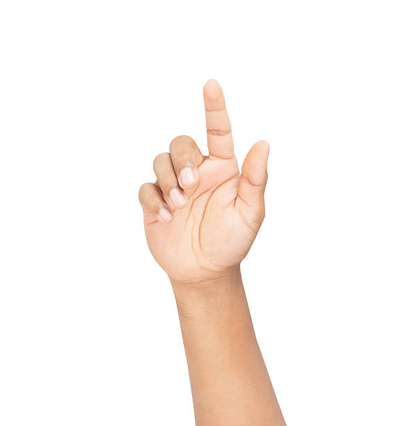 istock Clipping path, hand touching or pointing of something on isolated white background. 2231789616