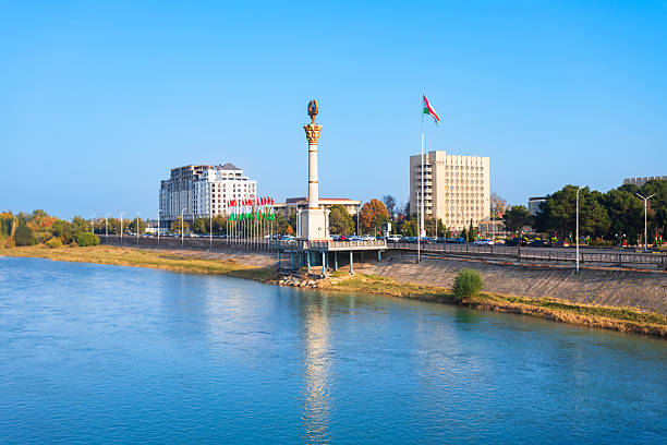 istock State emblem monument at Syrdarya river, Khujand 2231792211