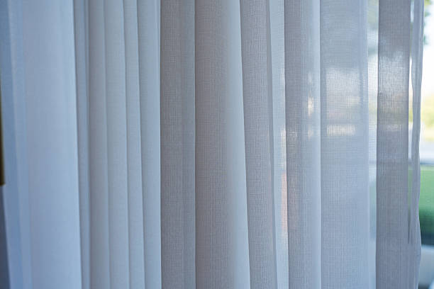 istock Sheer long white curtains and soft light coming through soft light 2231795986