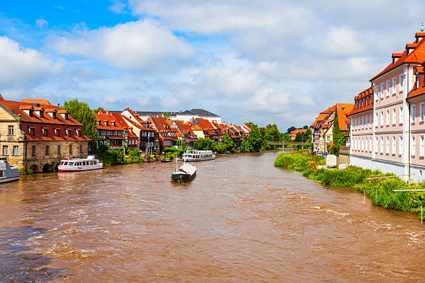 Klein-Venedig or Little Venice is a fishermens houses at Regnitz river in Bamberg old town. Bamberg is a town on the river Regnitz in Upper Franconia, Bavaria in Germany.